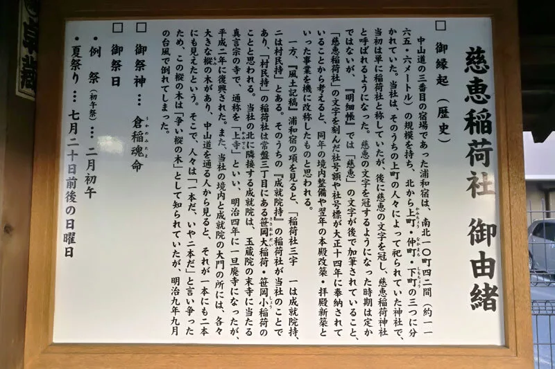 浦和区常盤 慈恵稲荷神社 御由緒
