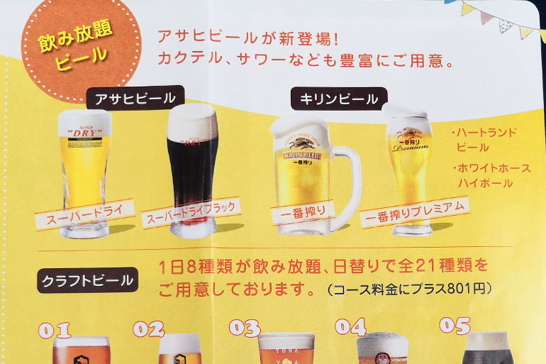浦和伊勢丹ビアガーデン ビールメニュー