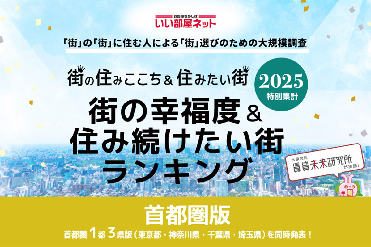 いい部屋ネット「街の幸福度ランキング・ 住み続けたい街ランキング2025＜埼玉県版＞」発表！今回も浦和は高評価