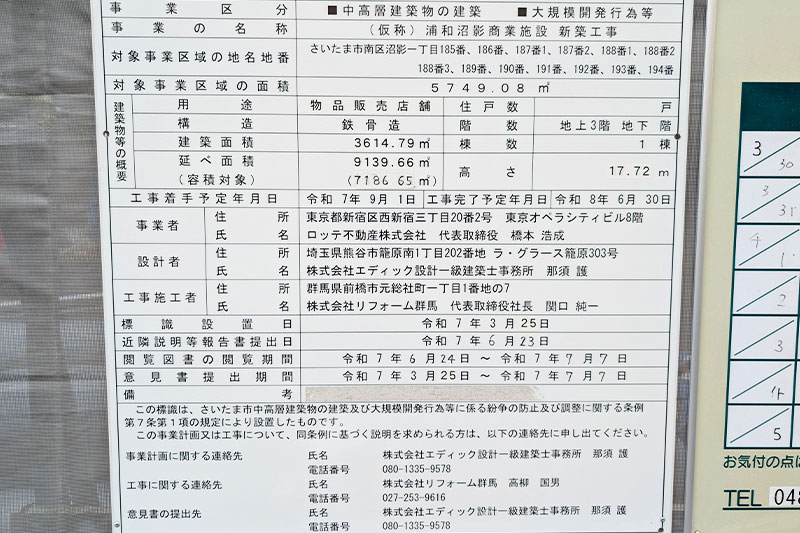 武蔵浦和に「ヤオコー浦和沼影店」2026年夏オープン!秋には家電量販店「ノジマ」も